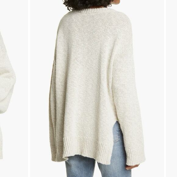 Jenni Kayne Cotton Linen Blend Crewneck Boyfriend Sweater In Ivory Size S - Picture 2 of 13